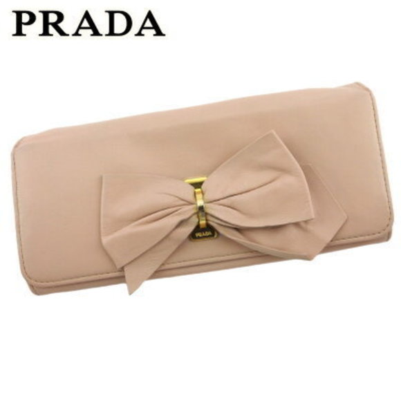 Prada long Wallet ribbon pink leather - Picture 1 of 6